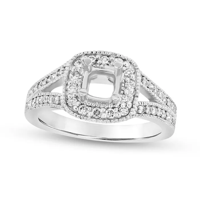 Earrings Goldia 050 CT TW Natural Diamond Cushion Frame Antique VintageStyle SemiMount in Solid 14K White Gold Earrings Goldia 050 CT TW Natural Diamond Cushion Frame Antique VintageStyle SemiMount in Solid 14K White Gold