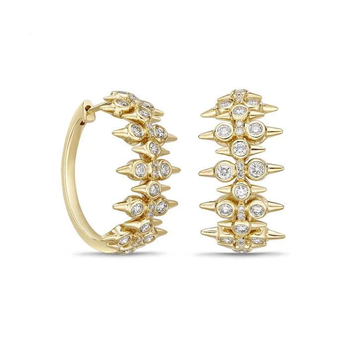 Earrings Goldia 1 CT TW Diamond Spikes Oval Hoop Earrings in 10K Gold Earrings Goldia 1 CT TW Diamond Spikes Oval Hoop Earrings in 10K Gold