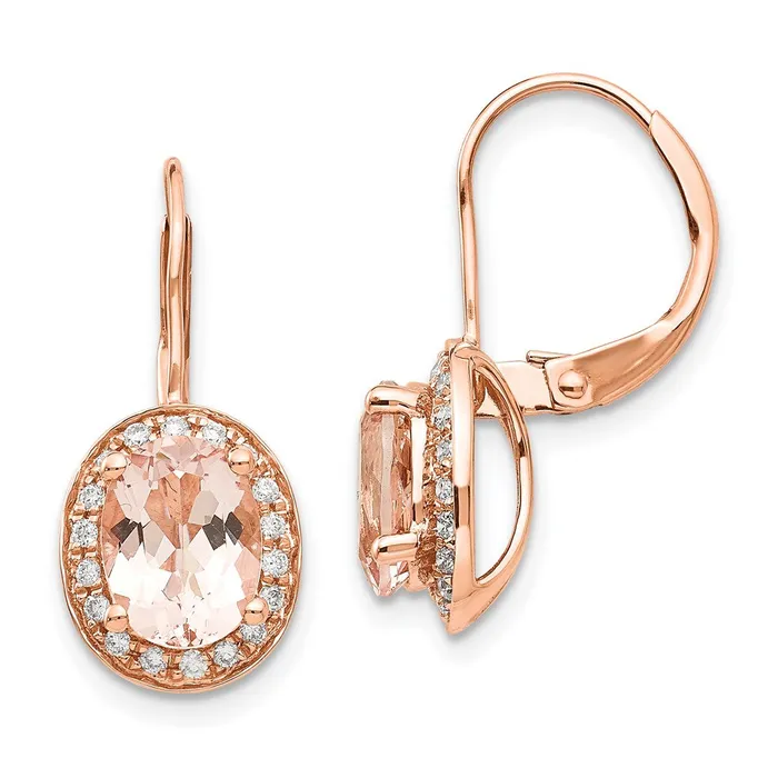Earrings Goldia 14k Rose Gold Morganite u0026 Real Diamond Earring