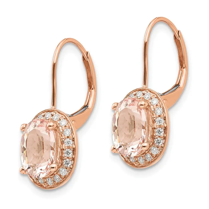 Earrings Goldia 14k Rose Gold Morganite u0026 Real Diamond Earring