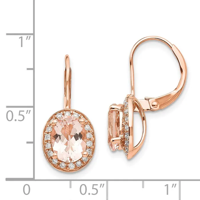 Earrings Goldia 14k Rose Gold Morganite u0026 Real Diamond Earring