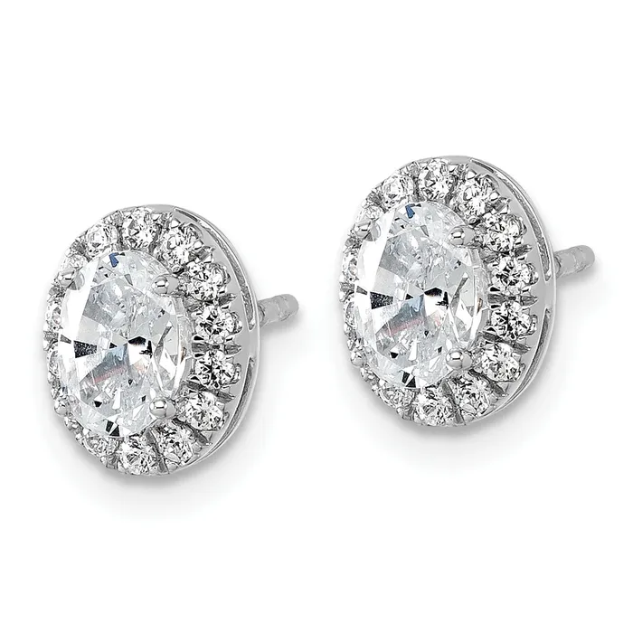 Earrings Goldia 14k White Gold 1 Ct Lab Grown Diamond VSSI G Oval Halo Earrings