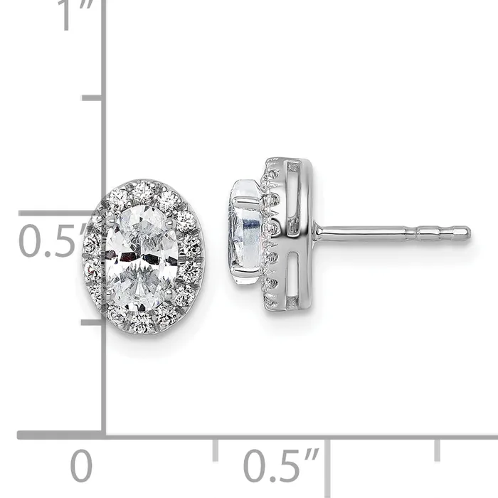 Earrings Goldia 14k White Gold 1 Ct Lab Grown Diamond VSSI G Oval Halo Earrings