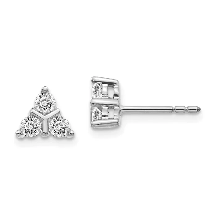 Earrings Goldia 14k White Gold 3stone Real Diamond Triangle Earrings