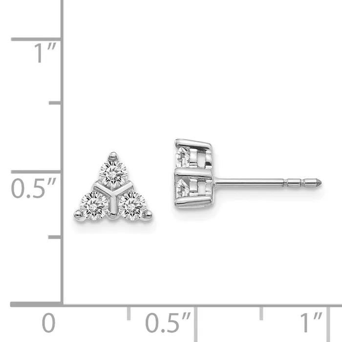 Earrings Goldia 14k White Gold 3stone Real Diamond Triangle Earrings