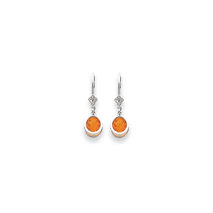 Earrings Goldia 14k White Gold 6mm Citrine Checker leverback Earrings