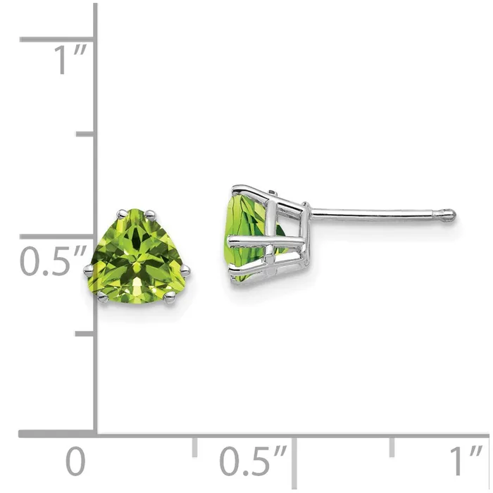 Earrings Goldia 14k White Gold 6mm Trillion Peridot Earrings
