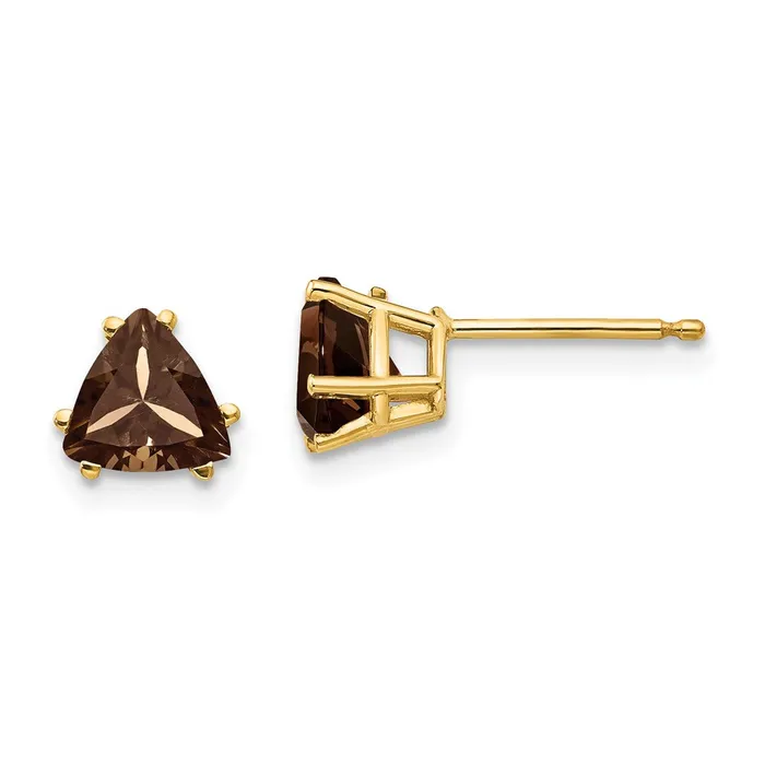 Earrings Goldia 14k Yellow Gold 6mm Trillion Smok Yellow Gold Quartz Earrings