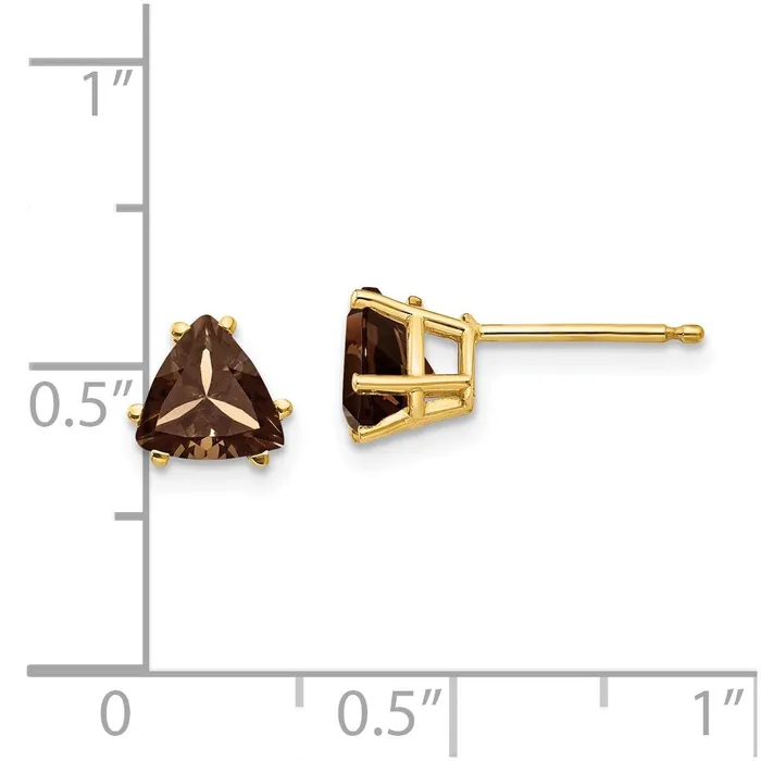 Earrings Goldia 14k Yellow Gold 6mm Trillion Smok Yellow Gold Quartz Earrings