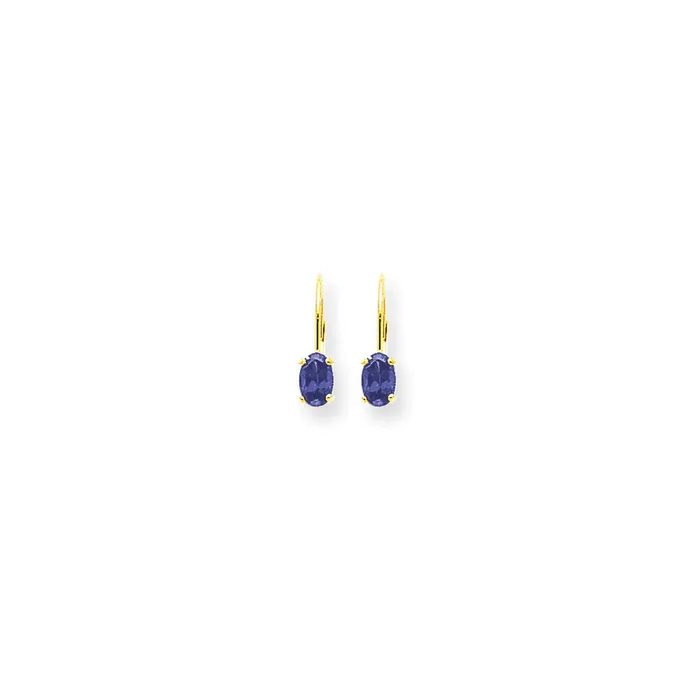 Earrings Goldia 14k Yellow Gold 6x4mm Oval Tanzanite leverback earring