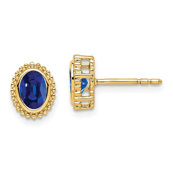 Earrings Goldia 14k Yellow Gold Oval Sapphire Post Earrings