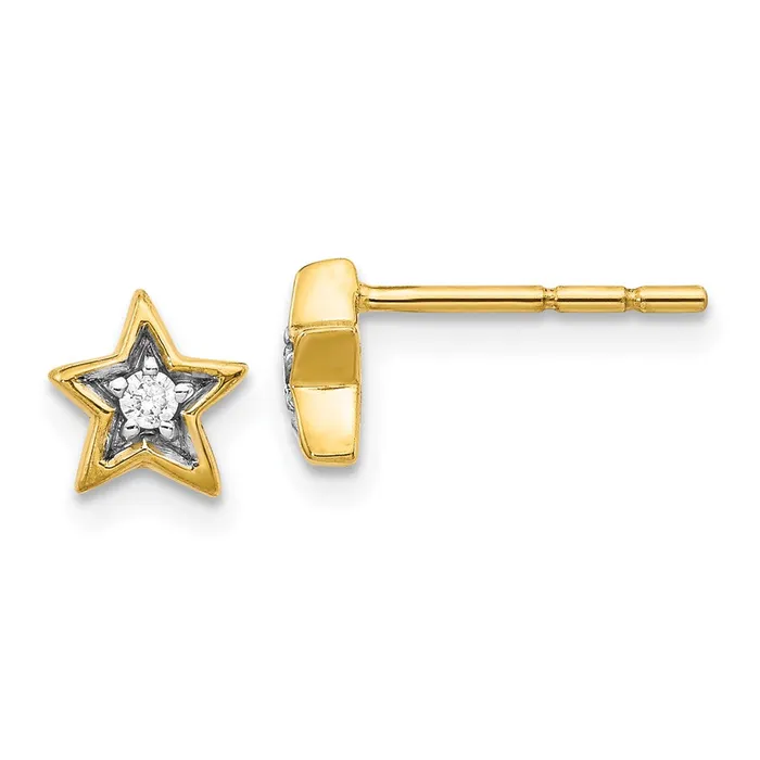 Earrings Goldia 14k Yellow Gold Real Diamond Star Post Earrings