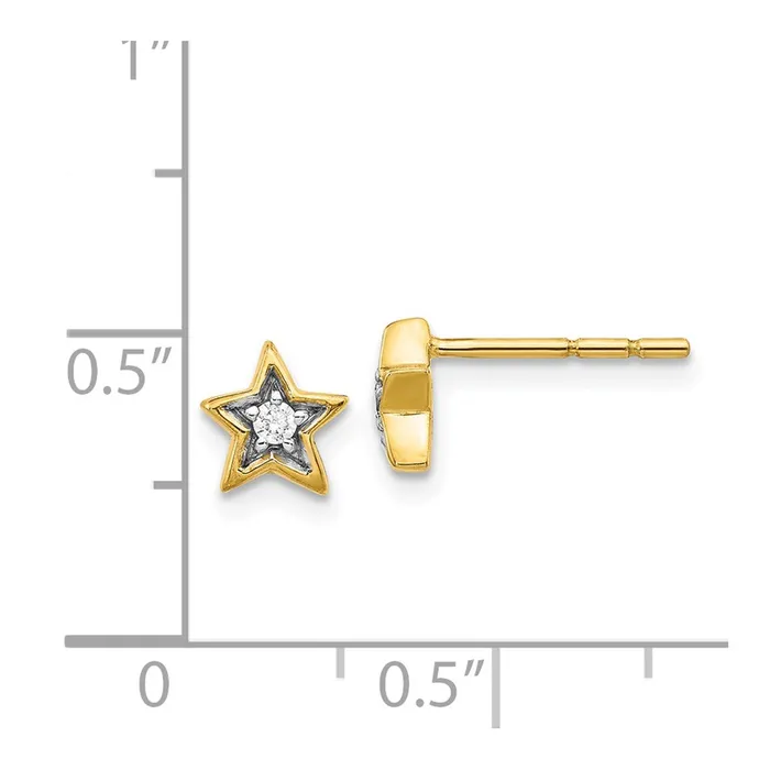 Earrings Goldia 14k Yellow Gold Real Diamond Star Post Earrings