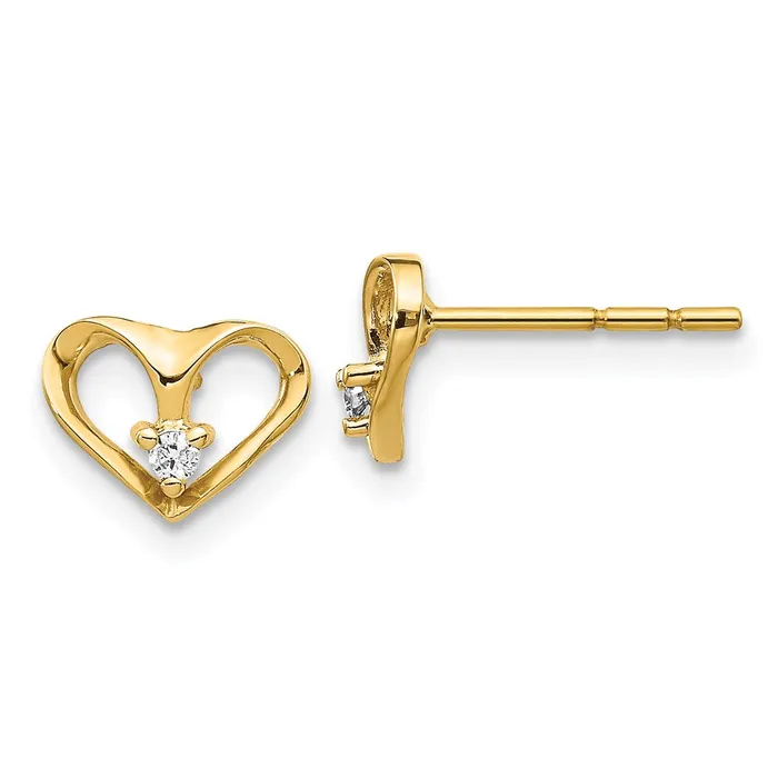 Earrings Goldia 14k Yellow Gold VS Real Diamond heart Earrings