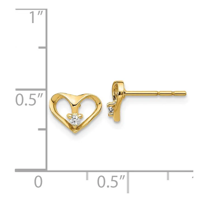Earrings Goldia 14k Yellow Gold VS Real Diamond heart Earrings