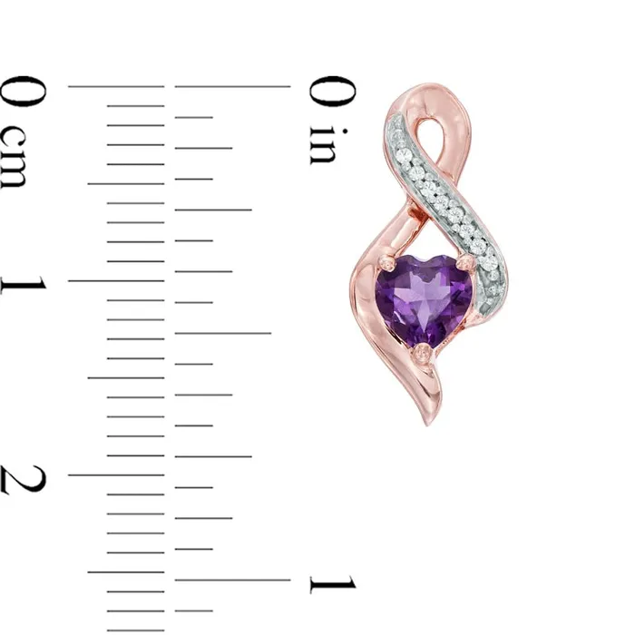 Earrings Goldia 50mm HeartShaped Amethyst and Diamond Accent Infinity Drop Earrings in 10K Rose Gold Earrings Goldia 50mm HeartShaped Amethyst and Diamond Accent Infinity Drop Earrings in 10K Rose Gold