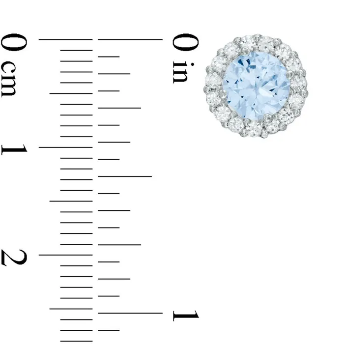 Earrings Goldia 60mm Simulated Aquamarine and LabCreated White Sapphire Frame Stud Earrings in 10K White Gold