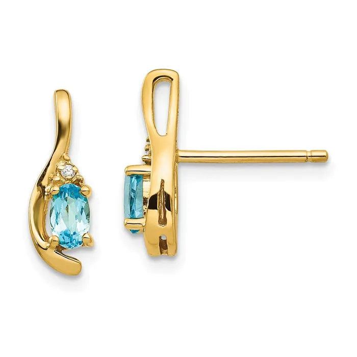 Earrings goldiaca 14K Diamond and Blue Topaz Earrings
