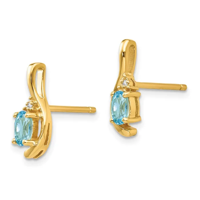 Earrings goldiaca 14K Diamond and Blue Topaz Earrings