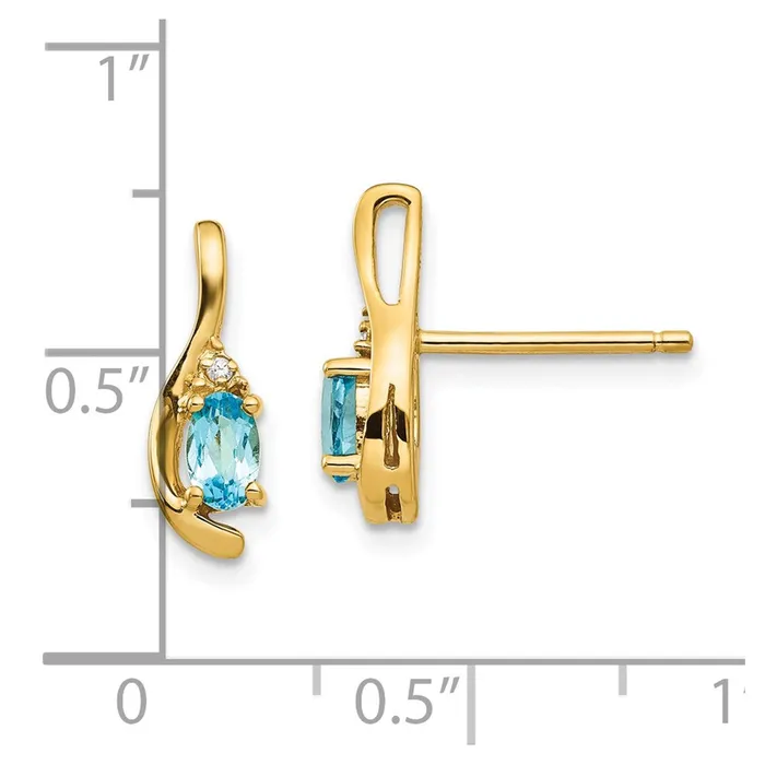 Earrings goldiaca 14K Diamond and Blue Topaz Earrings