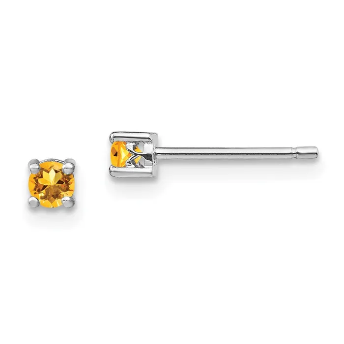 Earrings Goldia Sterling Silver 3mm Round Citrine Post Earrings