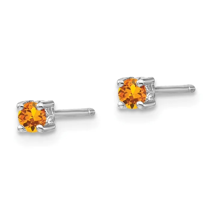 Earrings Goldia Sterling Silver 3mm Round Citrine Post Earrings