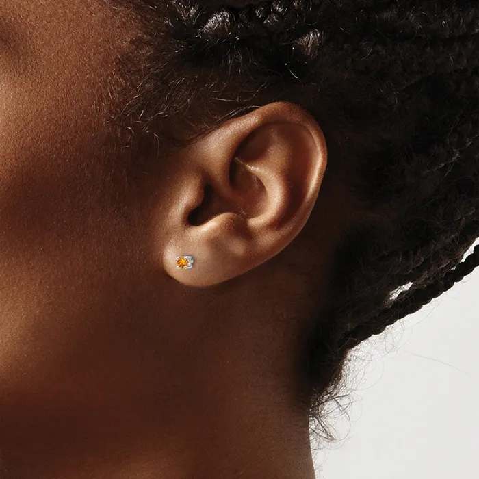 Earrings Goldia Sterling Silver 3mm Round Citrine Post Earrings