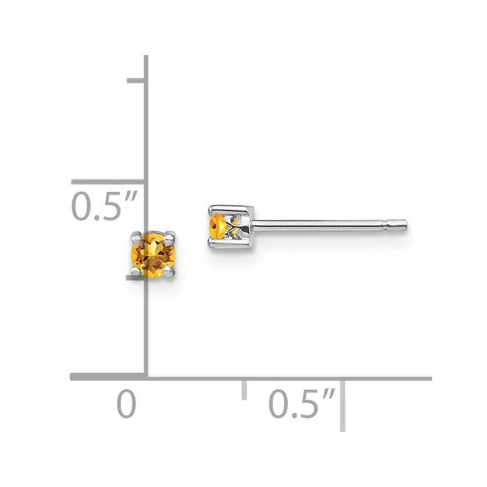 Earrings Goldia Sterling Silver 3mm Round Citrine Post Earrings
