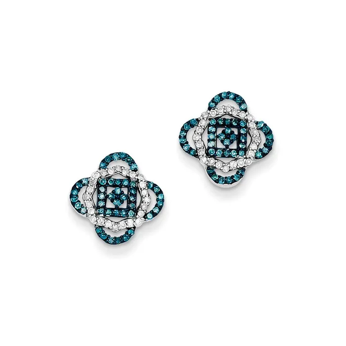 Earrings Goldia Sterling Silver Blue and White Diamond Post Earrings