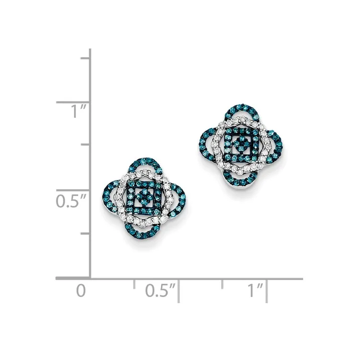 Earrings Goldia Sterling Silver Blue and White Diamond Post Earrings