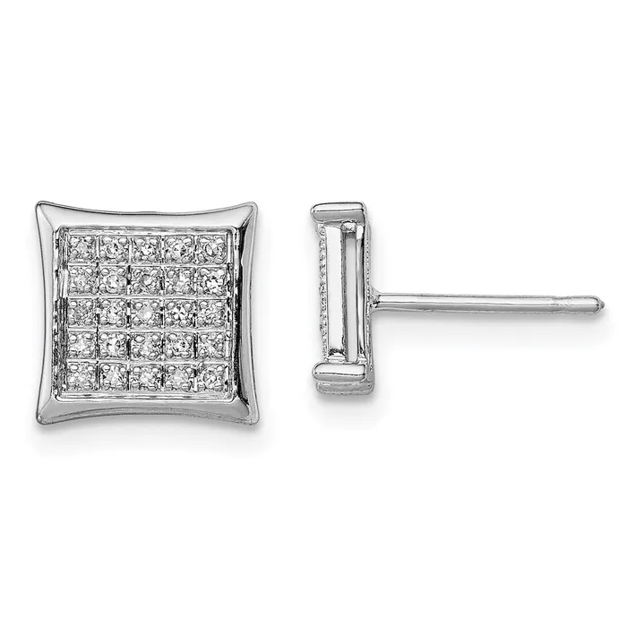 Earrings Goldia Sterling Silver Rhodium Diamond Square Shaped Screwback Post Earrings
