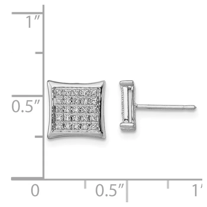 Earrings Goldia Sterling Silver Rhodium Diamond Square Shaped Screwback Post Earrings