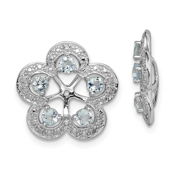 Earrings Goldia Sterling Silver Rhodium Diamond u0026 Aquamarine Earring Jacket Earrings Goldia Sterling Silver Rhodium Diamond u0026 Aquamarine Earring Jacket