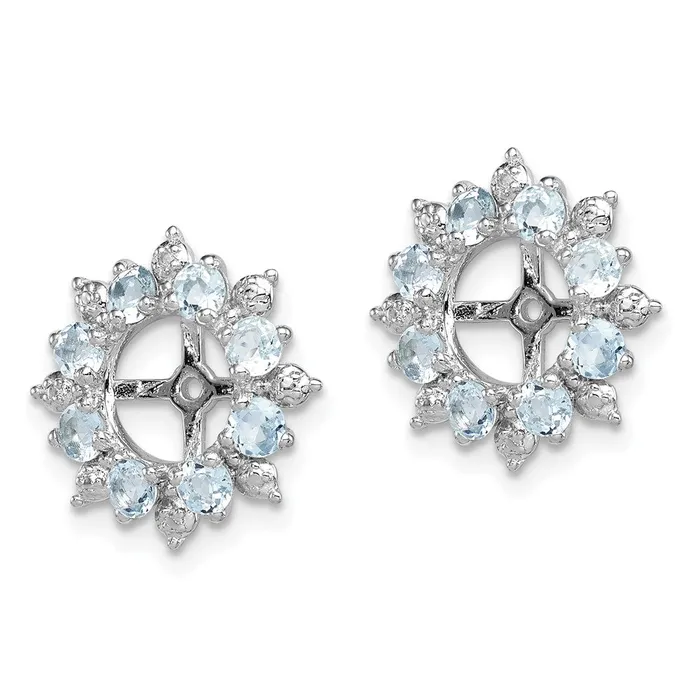 Earrings Goldia Sterling Silver Rhodium Diamond u0026 Aquamarine Earring Jacket