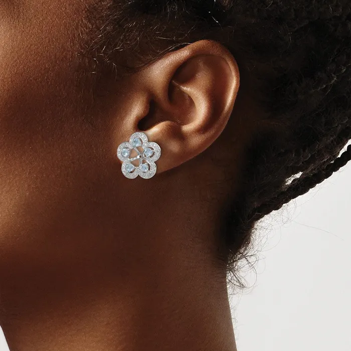 Earrings Goldia Sterling Silver Rhodium Diamond u0026 Aquamarine Earring Jacket