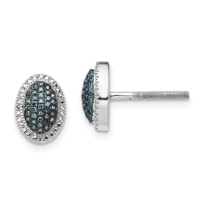Earrings Goldia White Night Sterling Silver Rhodiumplated Blue Diamond Oval Screwback Post Earrings Earrings Goldia White Night Sterling Silver Rhodiumplated Blue Diamond Oval Screwback Post Earrings