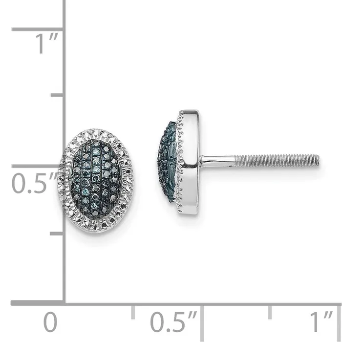 Earrings Goldia White Night Sterling Silver Rhodiumplated Blue Diamond Oval Screwback Post Earrings