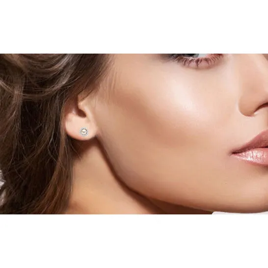 Earrings JMS always Original DiamondMuse White Sapphire Birthstone Earring in Sterling Silver for Women