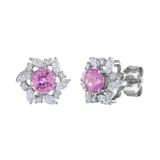 Earrings JMS always Original Tresorra 18K White Gold Diamond Pink Sapphire Earrings Earrings JMS always Original Tresorra 18K White Gold Diamond Pink Sapphire Earrings