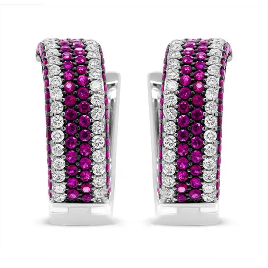 Earrings Original Haus of Brilliance 18K White Gold 1 78 Cttw Diamond and 1mm Round Red Ruby Open Swish Hoop Earrings FG Color VS1VS2 Clarity JMS always Earrings Original Haus of Brilliance 18K White Gold 1 78 Cttw Diamond and 1mm Round Red Ruby Open Swish Hoop Earrings FG Color VS1VS2 Clarity JMS always