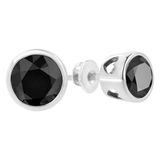 Earrings Original Haus of Brilliance 925 Sterling Silver 2 cttw Black Diamond ScrewBack Classic Bezel Solitaire Stud Earrings ColorEnhanced I2I3 JMS always Earrings Original Haus of Brilliance 925 Sterling Silver 2 cttw Black Diamond ScrewBack Classic Bezel Solitaire Stud Earrings ColorEnhanced I2I3 JMS always