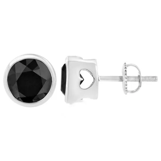 Earrings Original Haus of Brilliance 925 Sterling Silver 2 cttw Black Diamond ScrewBack Classic Bezel Solitaire Stud Earrings ColorEnhanced I2I3 JMS always Earrings Original Haus of Brilliance 925 Sterling Silver 2 cttw Black Diamond ScrewBack Classic Bezel Solitaire Stud Earrings ColorEnhanced I2I3 JMS always