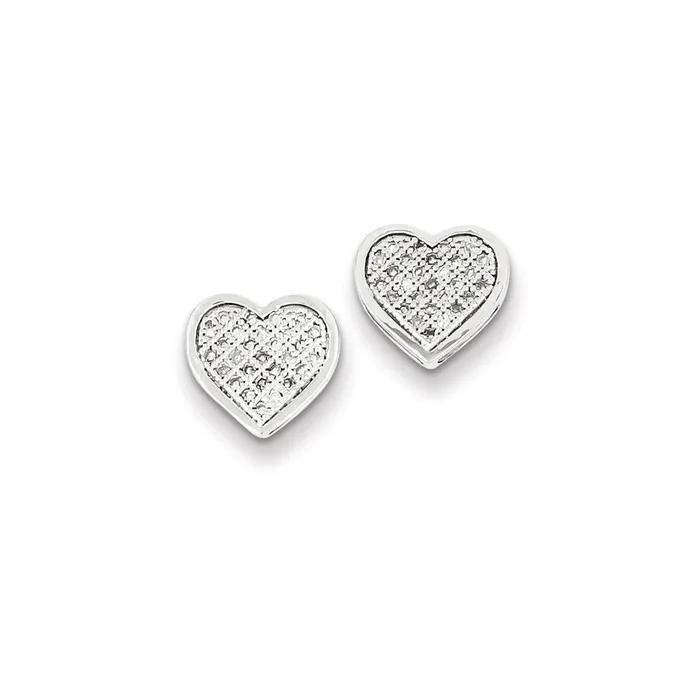 Earrings Sterling Silver Diamond Heart Post Earrings Goldia