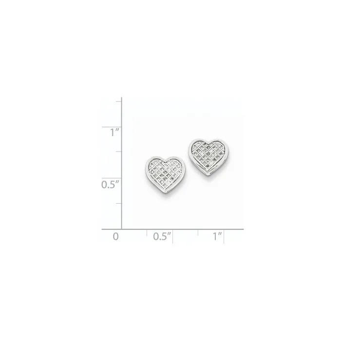 Earrings Sterling Silver Diamond Heart Post Earrings Goldia