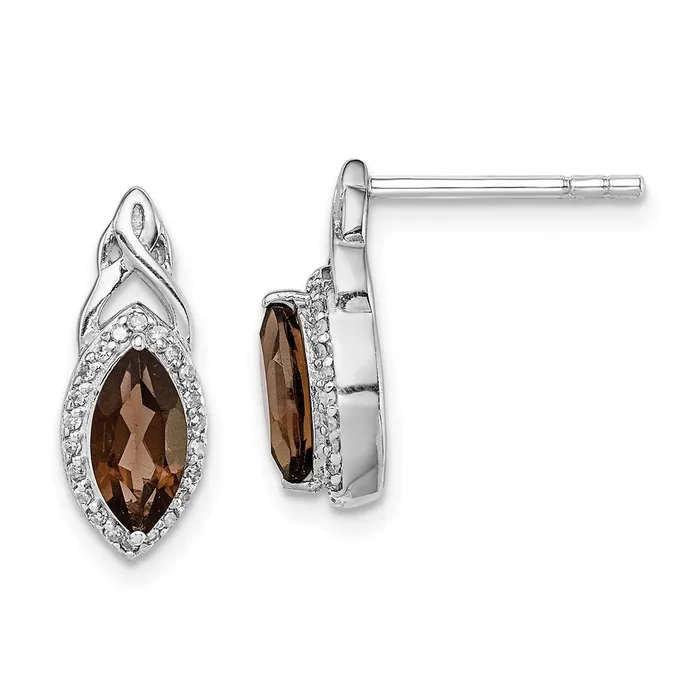 Earrings Sterling Silver Rhodiumplated Diamond u0026 Smoky Quartz Post Earrings Goldia Earrings Sterling Silver Rhodiumplated Diamond u0026 Smoky Quartz Post Earrings Goldia