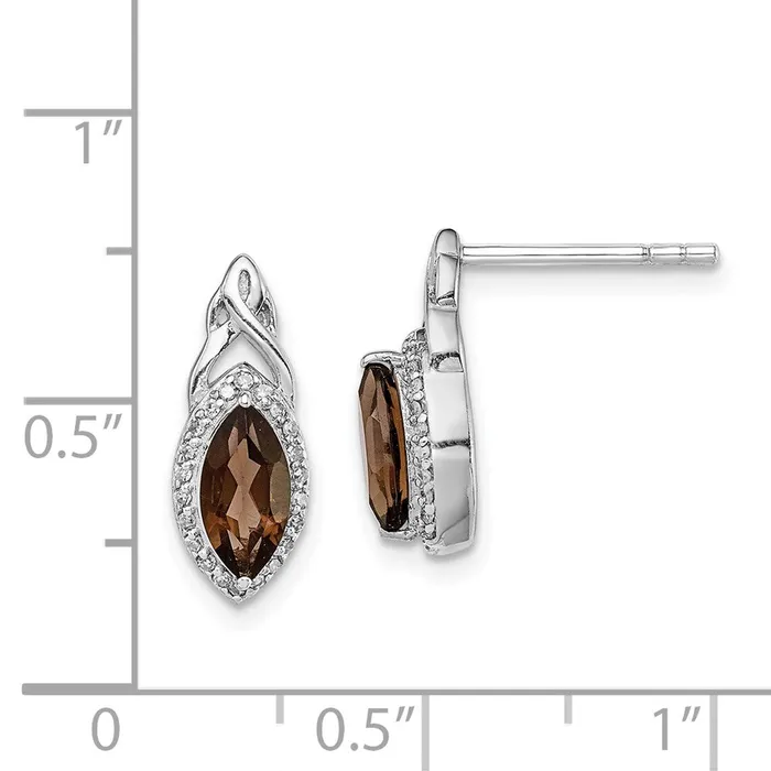 Earrings Sterling Silver Rhodiumplated Diamond u0026 Smoky Quartz Post Earrings Goldia