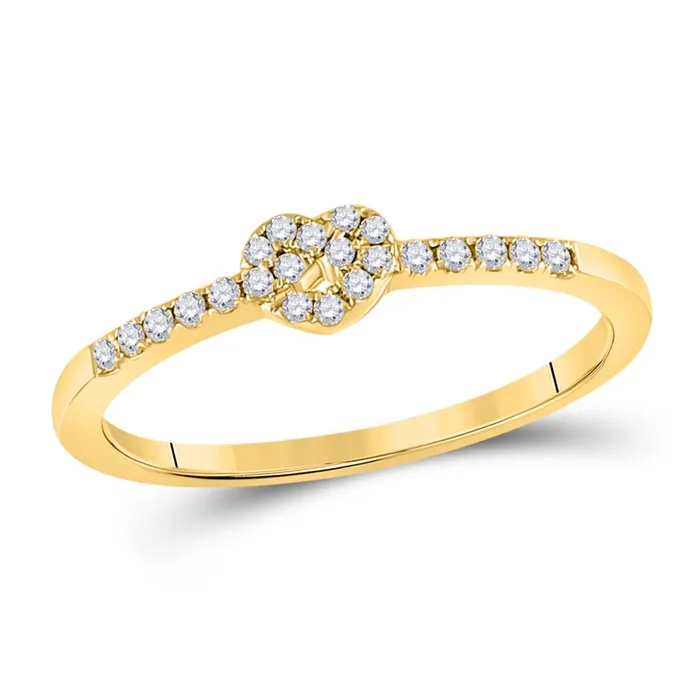 gndatlanta 10k Yellow Gold Round Diamond Heart Knot Stackable Band Ring 18 Cttw Rings gndatlanta 10k Yellow Gold Round Diamond Heart Knot Stackable Band Ring 18 Cttw Rings