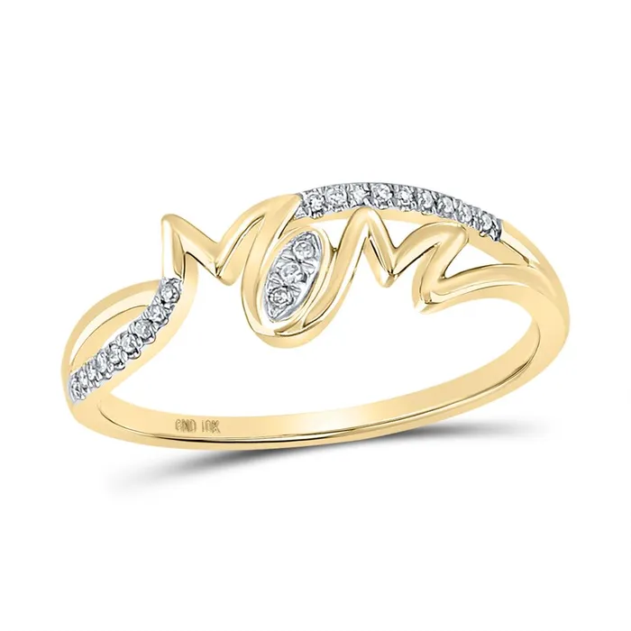 gndatlanta 10k Yellow Gold Round Diamond Mom Band Ring 120 Cttw Rings