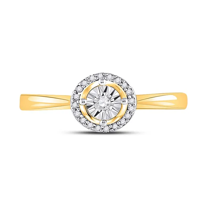 gndatlanta 10k Yellow Gold Round Diamond Solitaire Halo Bridal Engagement Ring 112 Cttw Rings