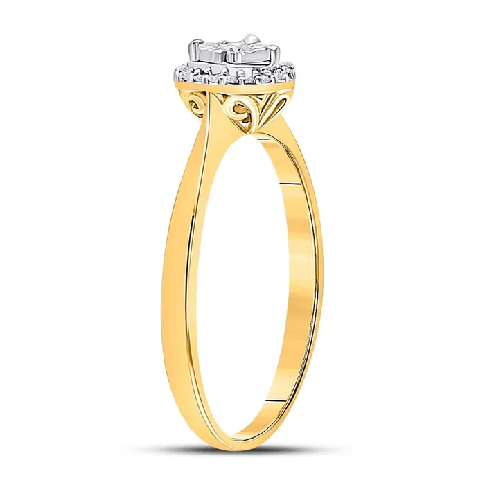 gndatlanta 10k Yellow Gold Round Diamond Solitaire Halo Bridal Engagement Ring 112 Cttw Rings
